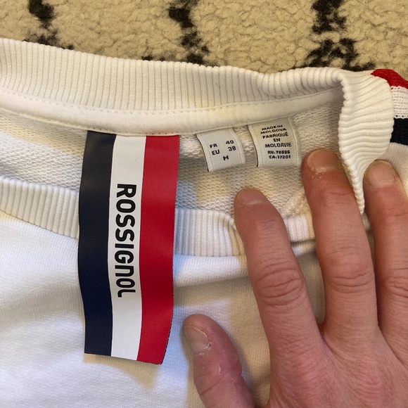 Rossignol Flag Sweatshirt Women's Size M White Pullover Sweater Crew Neck Ski - Picture 4 of 12